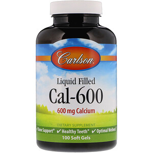 Отзывы о Карлсон Лэбс, Liquid Filled Cal-600, 600 mg, 100 Soft Gels