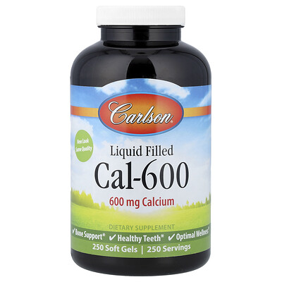 Carlson, Cal-600 relleno de líquido, 600 mg, 250 cápsulas blandas