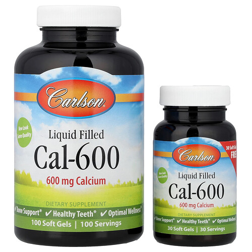Carlson Cal-600, Liquid Filled , 600 mg, 100 + 30 Softgels