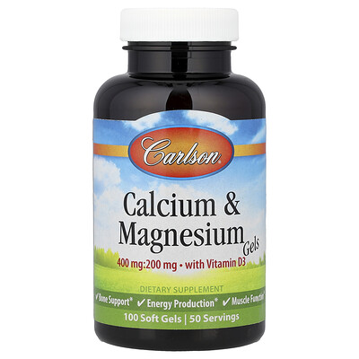 Product Image for Carlson, Calcium & Magnesium Gels with Vitamin D3, 100 Soft Gels