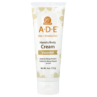 Carlson, A-D-E, Hand & Body Cream, Unscented, 4 oz (113 g)