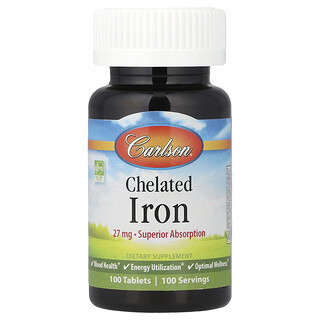 Carlson, Chelated Iron, 27 mg, 100 Tablets