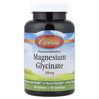 Carlson, Magnesium Glycinate, 200 mg, 90 Tablets