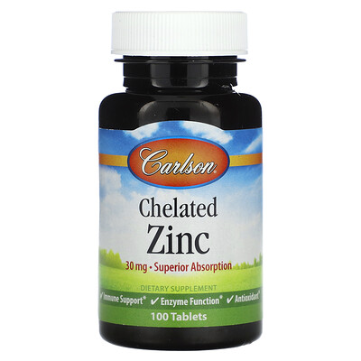 Product Image for Carlson, Chelated Zinc, 30 mg, 100 Tablets