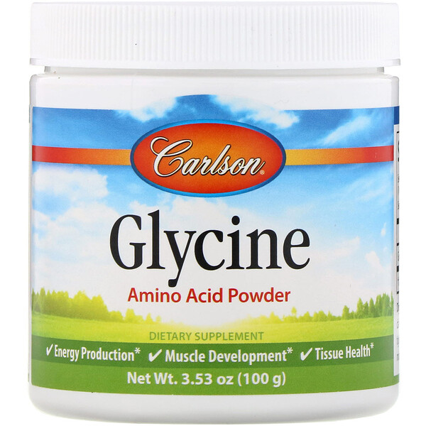 Carlson Labs, Глицин, порошок аминокислоты, 3,5 г (100 г)