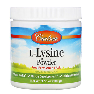 Carlson Labs, L-Lisina, pó de aminoácidos, 3,53 oz. (100 g)