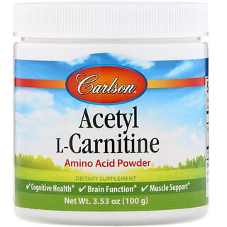 Carlson Labs, Acetil-L-Carnitina, Polvo de Aminoácidos, 3.53 oz (100 g)