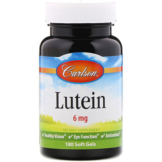 Carlson Labs, Lutein (Luteína), 6 mg, 180 Cápsulas de Gel Suave