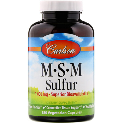 Carlson Labs MSM Sulfur, 1 000 мг, 180 вегетарианских капсул
