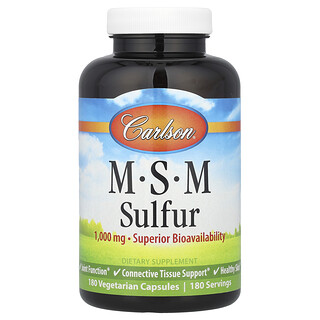 Carlson, MSM Sulfur, 180 Vegetarian Capsules