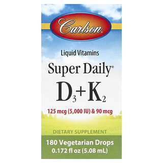 Carlson, Super Daily®, витамин D3 + витамин K2, 5,08 мл (0,172 жидк. унции)