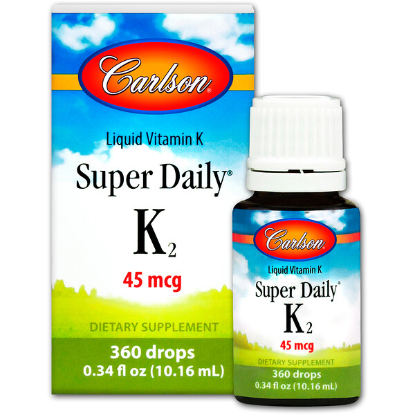 Carlson Labs, Liquid Vitamin K, Super Daily K2, 45 mcg, 0.34 fl oz (10.16 ml) iHerb