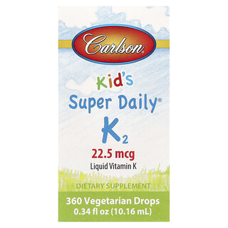 Carlson, Niños, Super Daily K2, 22,5 mcg, 10,16 ml (0,34 oz. Líq.)