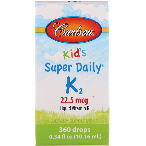 Carlson Labs, ΠΠ»Ρ Π΄Π΅ΡΠ΅ΠΉ, Super Daily K2, 22,5 ΠΌΠΊΠ³, 0,.34 ΠΆ. ΡΠ½Ρ. (10,16 ΠΌΠ»)