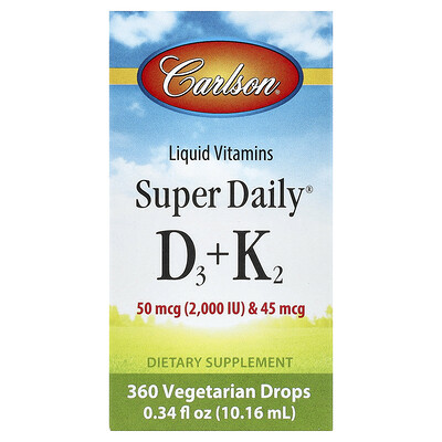 Carlson , Super Daily® D3 + K2, Fl Oz (10.16 Ml) Size 0.34