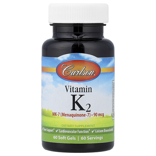 Carlson Vitamin K2, 90 mcg, 60 Soft Gels