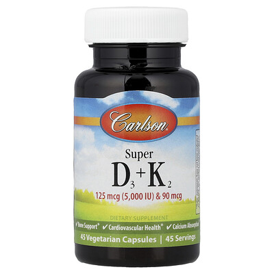 Carlson, Super D3 + K2`` 45 cápsulas vegetales