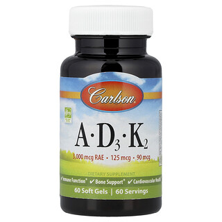 Carlson, Vitamines A - D3 - K2, 60 capsules molles