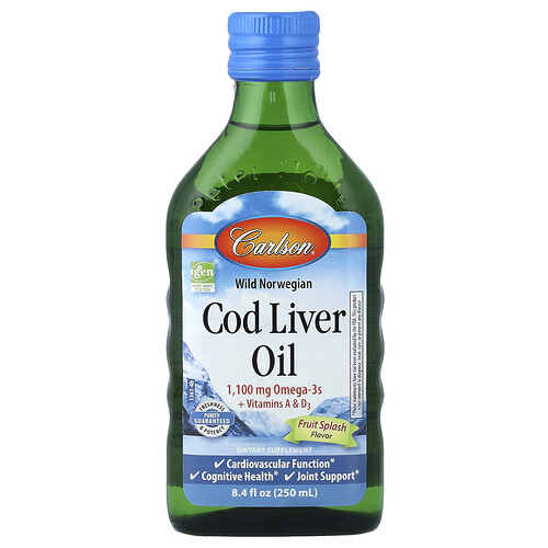 Carlson Wild Norwegian Cod Liver Oil, Fruit Splash, 8.4 fl oz (250 ml)