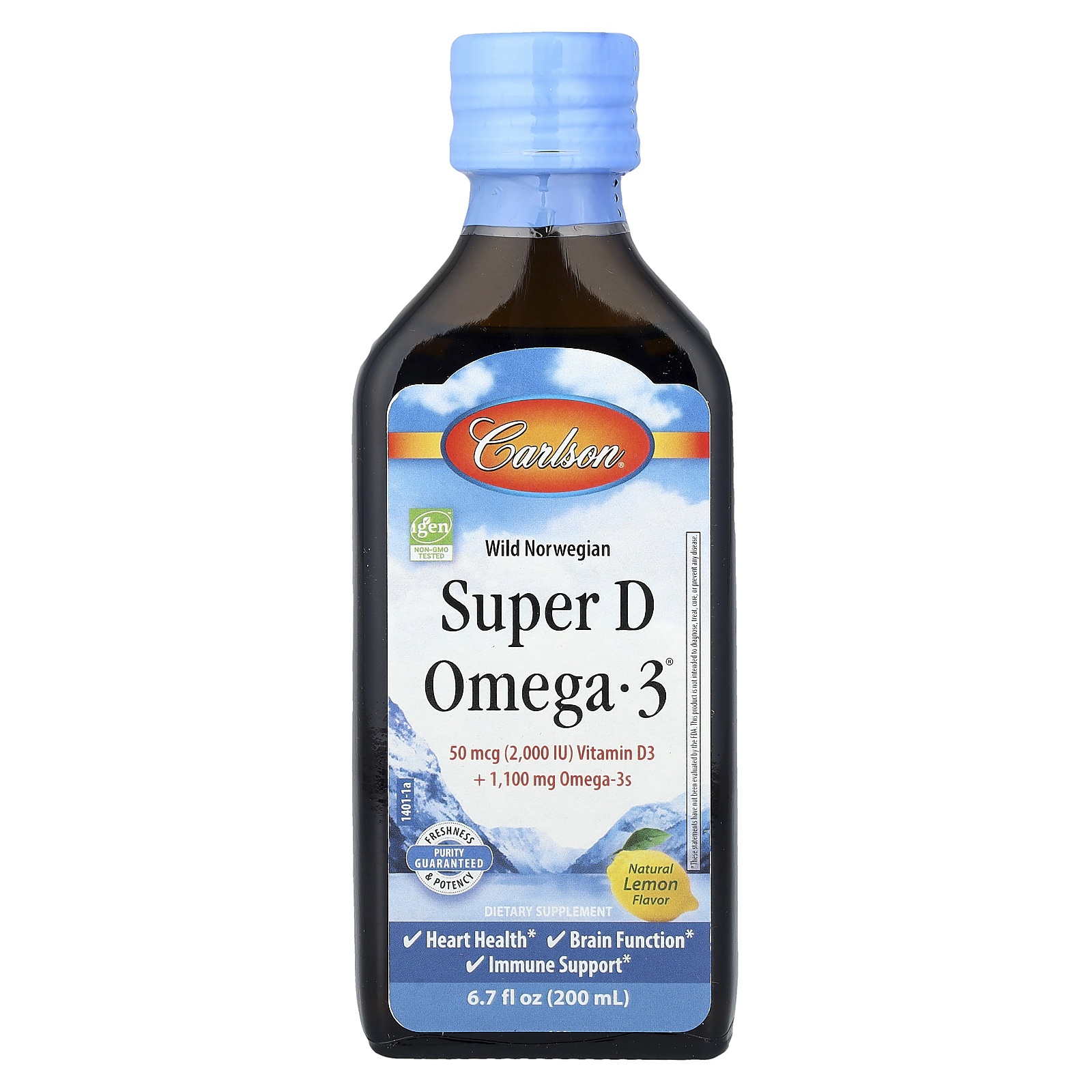 Carlson (칼슨), 야생 노르웨이산 슈퍼 D 오메가3®, 천연 레몬, 200ml(6.7fl oz)