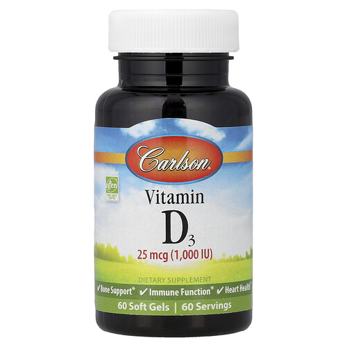 Carlson Vitamin D3 1,000 IU, 60 Softgels