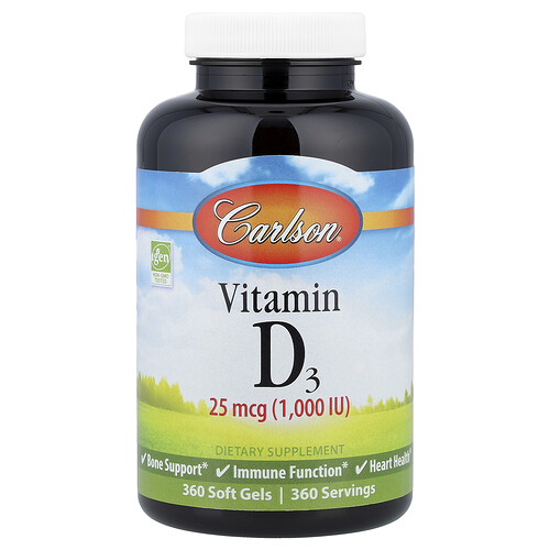 Carlson, Vitamin D3, 25 mcg (1.000 IU), 360 Weichkapseln