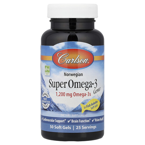 Carlson Norwegian Super Omega-3 Gems®, 50 Soft Gels