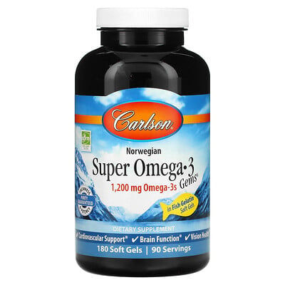 

Carlson Norwegian Super Omega-3 Gems 600 mg 180 Soft Gels