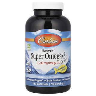 Carlson, Norwegian Super Omega-3 Gems®, 180 Soft Gels