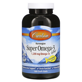 Carlson Labs, Norwegian, Super Omega-3 Gems, 600 mg, 180 Soft Gels