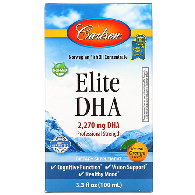 Carlson Elite DHA натуральный апельсиновый вкус, 2270 мг, 100 мл (3,3 жидк. унции)