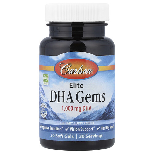 Carlson Elite DHA Gems, 1,000 mg, 30 Soft Gels