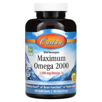 

Carlson Wild Norwegian Maximum Omega 2000 Natural Lemon 1 000 mg 90 Soft Gels