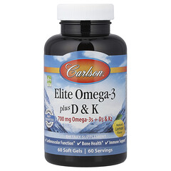 Elite Omega-3 plus D & K, натуральний лимон, 60 капсул
