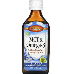 Отзывы о Карлсон Лэбс, MCT & Omega-3, Natural Lemon Lime, 6.7 fl oz (200 ml)