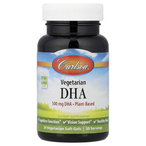 Carlson, Vegetarisches DHA, 500 mg, 30 vegetarische Weichkapseln