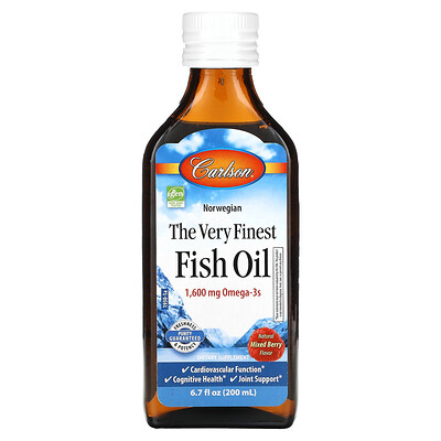 

Carlson Norwegian The Very Finest Fish Oil Natural Mixed Berry 1 600 mg 6.7 fl oz (200 ml)