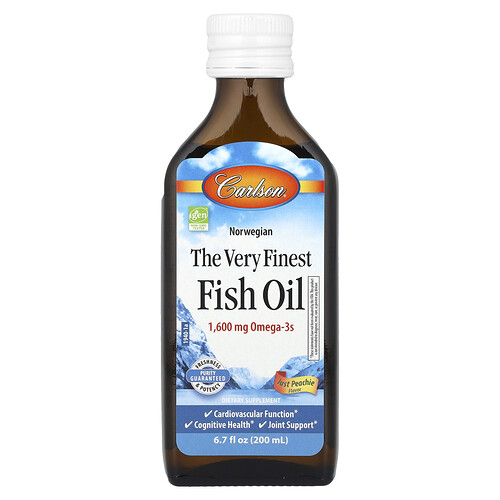 Carlson, Norwegian, The Very Finest Fish Oil, feines Fischöl, Pfirsichgeschmack, 200 ml (6,7 fl. oz.)