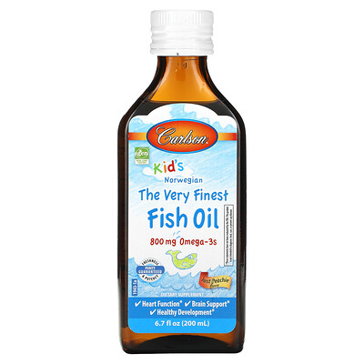 

Carlson Kid's Norwegian The Very Finest Fish Oil Just Peachie 800 mg 6.7 fl oz (200 ml)