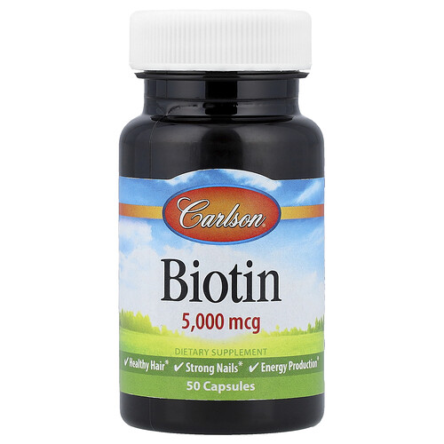 Carlson Biotin, 5,000 mcg, 50 Capsules