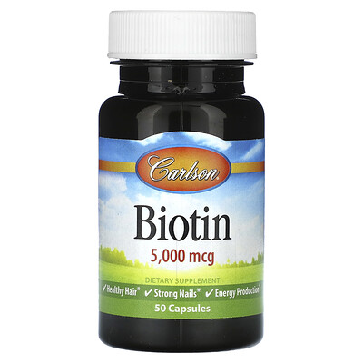 Carlson Biotin, 5,000 mcg, 50 Capsules