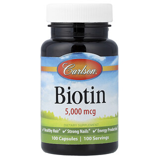 Carlson, Biotina, 5 000 mcg, 100 cápsulas
