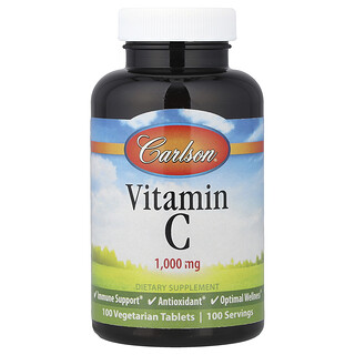 Carlson, Vitamín C, 1 000 mg, 100 vegetariánskych tabliet