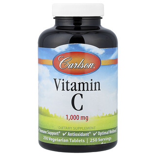 Carlson, Vitamina C, 1.000 mg, 250 Comprimidos Vegetarianos