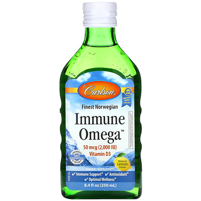 Carlson Labs Immune Omega, Natural Lemon, 8.4 fl oz (250 ml)
