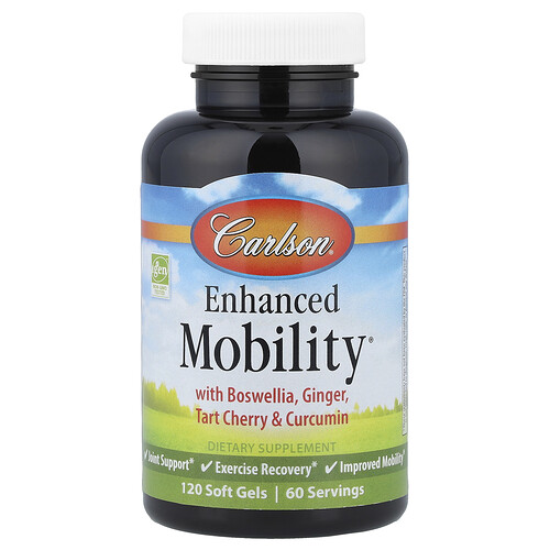 Carlson Enhanced Mobility® With Boswellia, Ginger, Tart Cherry & Curcumin, 120 Soft Gels
