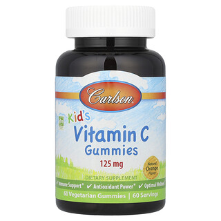 Carlson, Barn, C-vitamingummier, naturlig apelsin, 125 mg, 60 vegetariska tuggisar