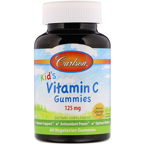 Отзывы о Карлсон Лэбс, Kid's, Vitamin C Gummies, Natural Orange Flavor, 125 mg, 60 Vegetarian Gummies