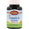 Carlson Labs, Kid's Vitamin D3 Gummies（キッズ用ビタミンD3グミ）、天然果実の風味、1,000 IU、60個