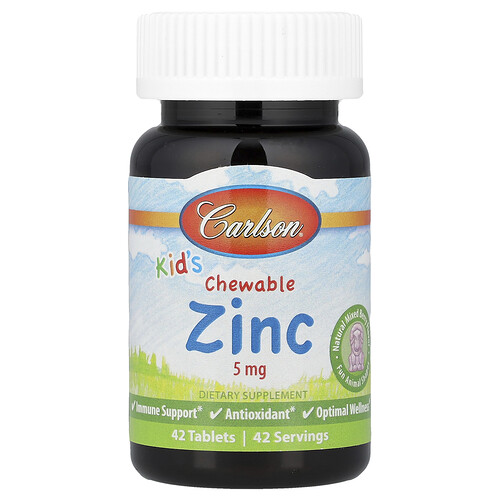 Carlson, Kid's Chewable Zinc, Natürliche Beerenmischung, 5 mg, 42 Tabletten